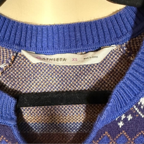 Athleta Fara Fair Isle Blue Knit 3/4 Sleeve Sweater Dress Size XS - Picture 5 of 8